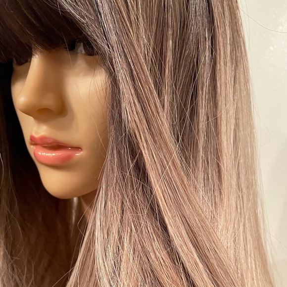 Ash brown wig root dark ash blonde straight thick matte 20” NWT quality wig - Picture 4 of 15